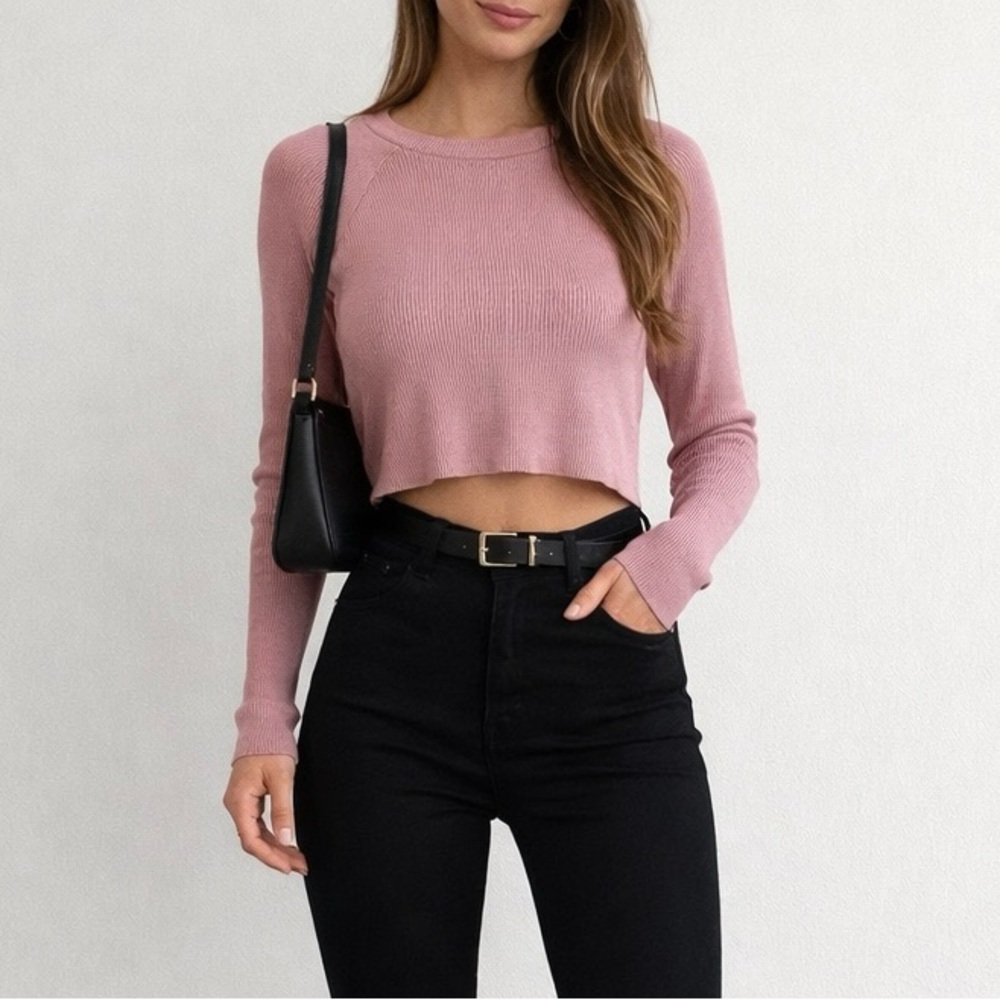EST.PAC PacSun Dusty Rose Waffle Print Crewneck Long Sleeve Thermal Shirt XS EUC